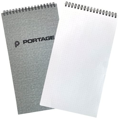 Portage Desktop Dot Grid Notebook - Top Bound Spiral Notebook, Dotted Journal With Premium Thick Paper and Sturdy Cover, Lays Flat On Desk, Perfect for School or Work, Designed to Fit Comfortably Below Your Keyboard - 6” x 11”