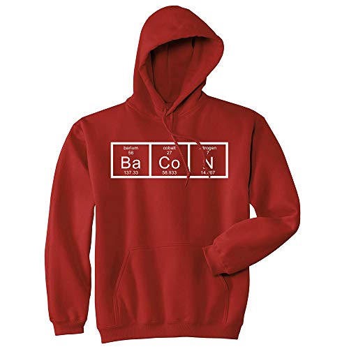 Crazy Dog T-Shirts Chemistry of Bacon Hoodie Nerdy Periodic Element Breakfast Funny Sweatshirt Funny Hoodies for Science Nerds With Food Red M
