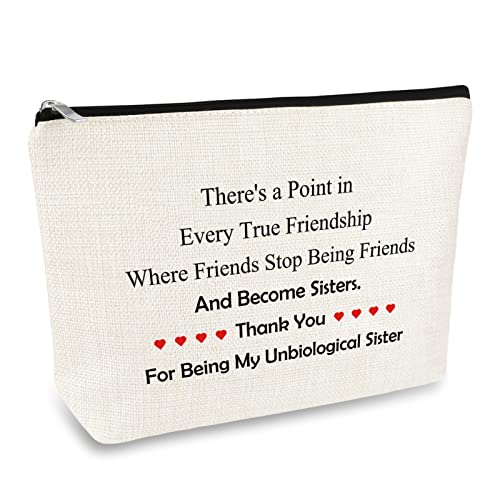 Best Friends Like Sisters Gifts Makeup Bag Friendship Gift for Women Her Sister Gifts from Sister Travel Cosmetic Bag Mothers Day Wedding Graduation Birthday Gift for Unbiological Sister Friend Bestie