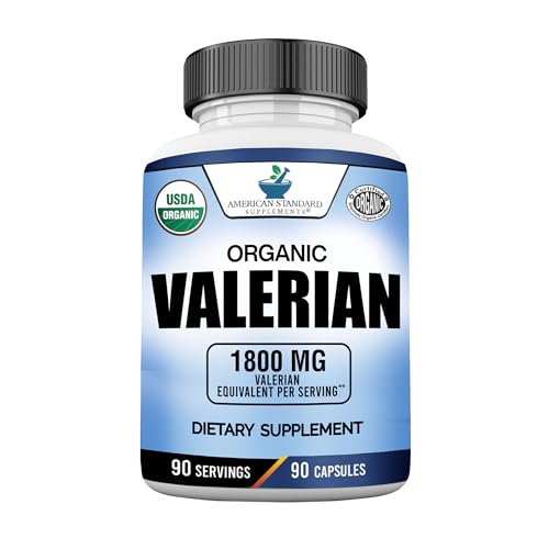 American Standard Supplements Organic Valerian 1800mg Per Serving – Vegan, Gluten Free, Non-GMO, 90 Capsules, 90 Servings