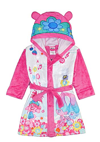 Trolls World Tour Little Girls' Toddler Plush Robe (2T, White/Pink)