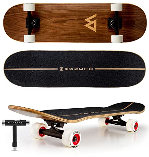 Magneto SUV Skateboards | Fully Assembled Complete 31' x 8.5' Standard Size | 7 Layer Canadian Maple Deck | Designed for All Types of Riding Kids Adults Teens Boys Girls | Free Skate Tool - Natural
