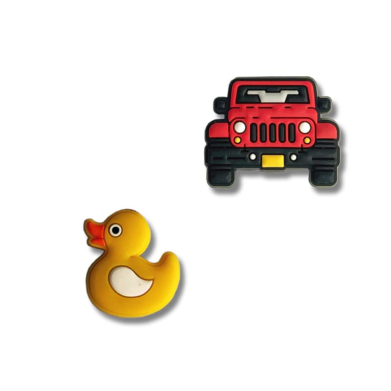 CH4X4 Off Road All-Terrain Vehicle Red JK + Yellow Duck Combo (2 Pcs) Soft PVC Shoe Charms