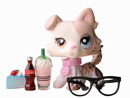 Aeiniwer (us Warehouse) Judylovelps Custom OOAK Collie, lps Tiramisu Collie Erect Ear Collie Figures Two Different Eyes with Accessories Kids Gift