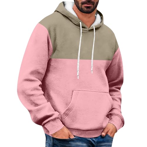WENKOMG1 Mens Oversized Hoodies Color Block Printed Pullover Casual Sports Active Athletic Running Jogging Sweatshirt,Prime Sales and Deals Today Clearance Prime Only Box Deals(C Pink,4X-Large)