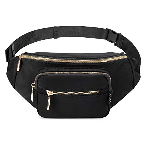 ZORFIN Fanny Packs for Women Men, Fashion Waist Packs, Lightweight Crossbody Bags Belt Bag for Women with Adjustable Strap for Shopping/Casual/Running (Black)