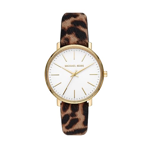 Michael Kors Women's Pyper Gold-Tone Stainless Steel and Cheetah Print Leather Band Watch (Model: MK4751)