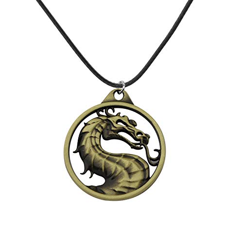 FAADBUK Mortal Kombat Vintage Charms Jewelry Mortal Kombat Lover Gift Mortal Kombat Dragon Amulet Necklace & Keychain for Family Friend (Dragon NK-Copper)