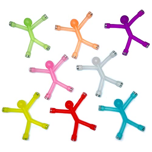 8PCS Translucence Novelty Mini Man Flexible Fridge Magnets, Toeoe Cute Rubber Magnet Men Refrigerator Magnets Magnetic Toy for Kids and Adults Office Fun Decorative Decoration
