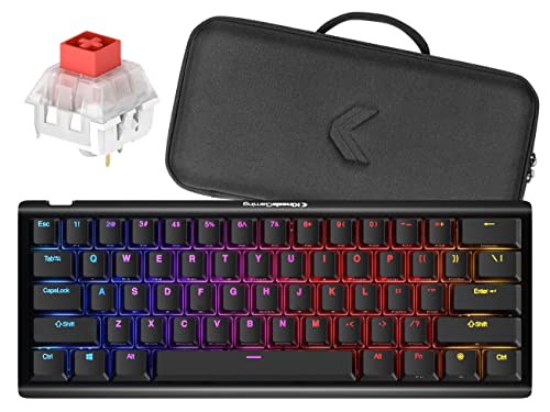 KINESIS Gaming TKO Mechanical Keyboard | Linear Red Switches | 60% Layout | Split Spacebar | Hotswap | PBT Keycaps | Aluminum Body | SF Shock Limited Edition Travel Case