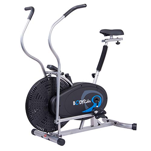 Body Rider Body Flex Sports Upright Exercise Fan Bike, Indoor Stationary Bike for Cycling, Black/Silver/Blue (BRF750)
