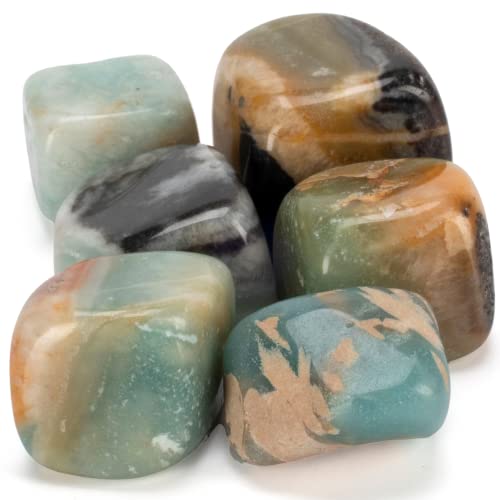 KALIFANO Tumbled Amazonite Stones Bundle (300+ Carats) - AAA+ Jewelry Grade Reiki Crystal - Amazonita Piedras Caidas for Wicca/Healing (Family Owned)