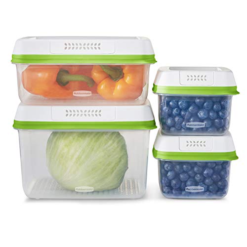 Rubbermaid FreshWorks Produce Saver, Medium and Large Storage Containers, 8-Piece Set, Clear, 2114813