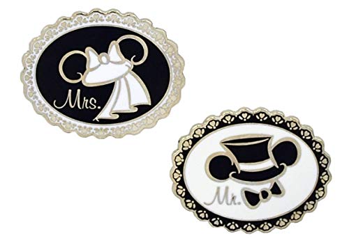 Disney Parks Mickey & Minnie 'Mr. & Mrs' Wedding Trading Pin Set - (2 Pins Included)