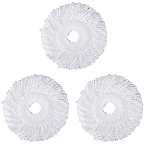 3 Pack Mop Head Replacement Spin Mop Replacement Head Microfiber Spin Mop Refills Easy Cleaning Round Shape Standard Size