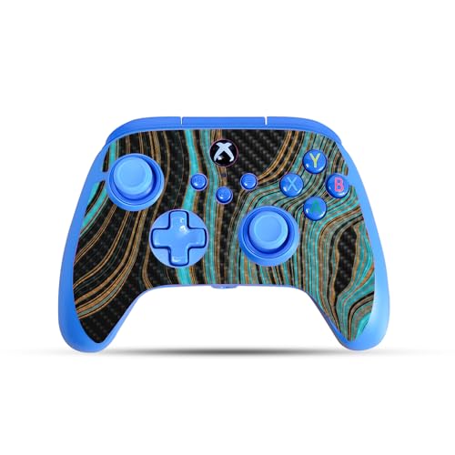 Carbon Fiber Gaming Skin Compatible with PowerA Xbox Series X|S Enhanced Wired Controller - Blue Canyon - Premium 3M Vinyl Protective Wrap Decal Cover | Crafted in The USA by MightySkins