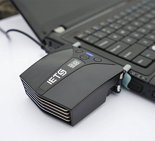 IETS Laptop Fan Cooler With Temperature Display,Side-Draft Portable Intelligent Notebook Radiator,Rapid Cooling, Adjustable Speed Auto-Temp Detection