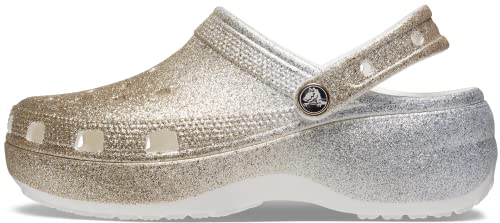Crocs Women's Classic Platform Glitter Clog, Ombre Glitter, 9
