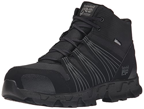 Timberland PRO Men's Powertrain Mid Alloy Toe ESD Industrial Hiking Boot, Black Synthetic, 10.5 M US