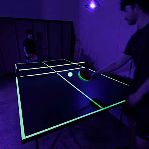 Neonic Blacklight Ping Pong Set, Glow in The Dark Ping Pong, UV Floodlight Table Tennis, Neon Ping Pong, Ceiling Attachment