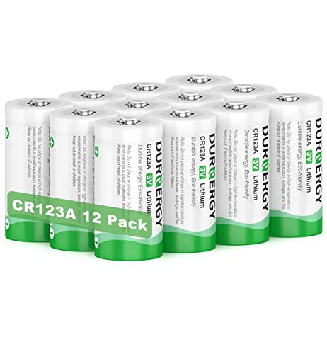 DURNERGY CR123A 3V Lithium Battery 12 Pack, 10 Years Shelf Life, 123 Batteries Lithium, 123A Lithium Batteries 3 Volt High Power, CR123 Battery, CR17345 3v Lithium Battery