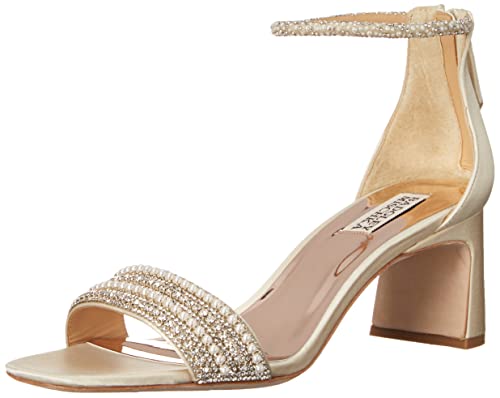 Badgley Mischka Women's Kameryn Heeled Sandal, Ivory Satin, 9