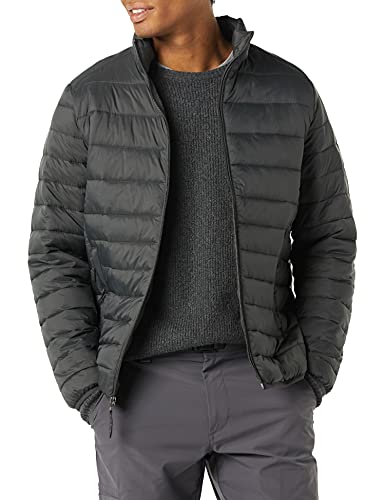 Amazon Essentials Men's Packable Lightweight Water-Resistant Puffer Jacket (Available in Big & Tall), Dark Grey, Medium