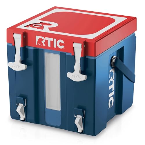 RTIC Halftime Water Cooler 3 Gallon Portable Carrier Container, Drink Beverage Dispenser, Stackable with 2 Taps, Bottleless, BPA-Free, for Sports, Camping, BBQ, Parties, Picnic, and More, Patriot