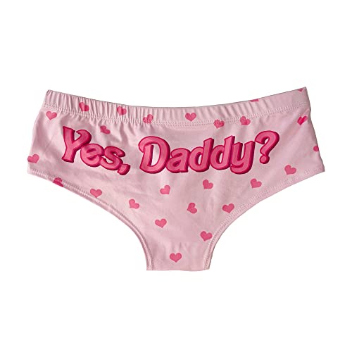 JOINFUN Women Sexy Naughty Brief Panties Yes Daddy Printed Lingerie Underwear Hot Pink S