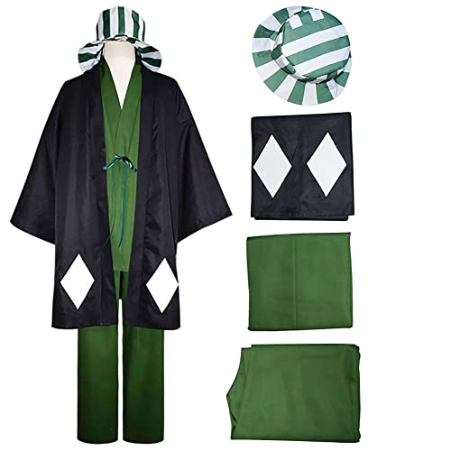 ETEBAS Urahara Kisuke Cosplay Costume Outfit Kimono Uniform Cloak Anime Full Set With Hat Suit(M)