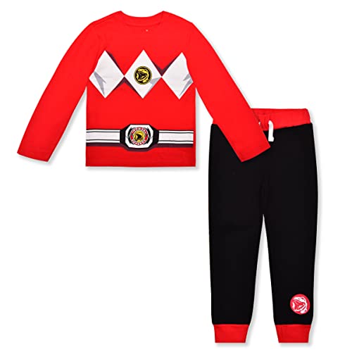 Hasbro Power Rangers Boys’ Long Sleeve Shirt and Jogger Pants Set for Little Kids – Blue/Red