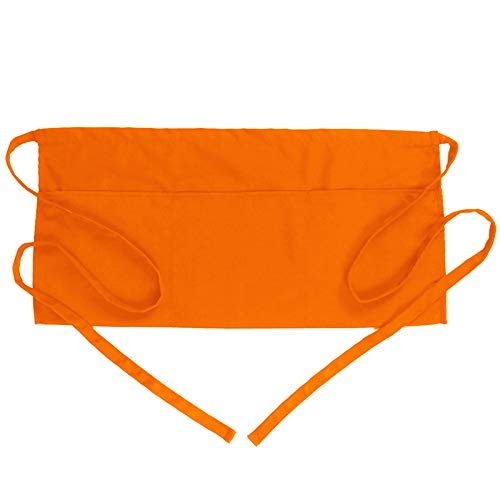 BOHARERS Waist Apron with 3 Pockets - Orange Waitress Waiter Server Short Apron