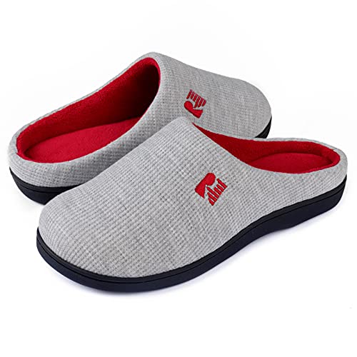 RockDove Women's Original Two-Tone Memory Foam Slipper, Size 9-10 US Women, Light Gray/Red