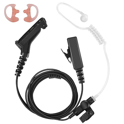 Earpiece for Motorola APX 8000 XPR 7550e APX 6000 APX7000 XPR 7350e 7580e 7380e XPR 7550 7350 Two Way Radios - Walkie Talkie Headset with Acoustic Tube and PTT Mic Surveillance Headset（Black）