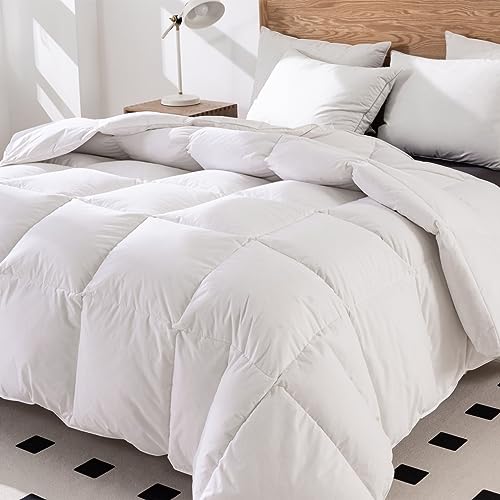 WENERSI Luxury Goose Feather Down Comforter King Size,Hotel Style Bedding Comforter,750+ Fill Power,1200TC,100% Organic Cotton Fabric,All Season White Duvet Insert with 8 Corner Tabs