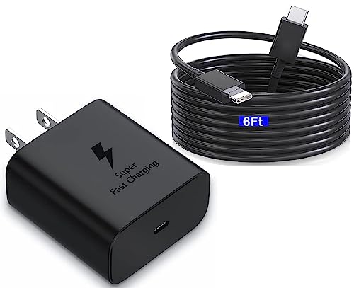 Samsung Charger Super Fast Charging 45W USB C Android Phone Charger Block & 6FT Type C Charger Cable Cord for Samsung Galaxy S23/S22/S21/S20/S10/Plus/Ultra/FE,Galaxy Tab S7/S8,Note 20/10/Z Fold/Flip