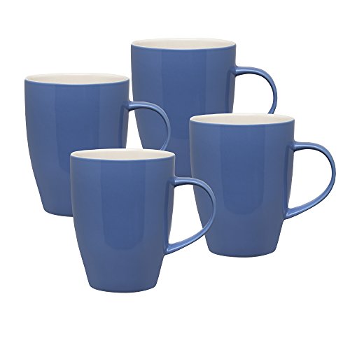 HIC Dinnerware Coffee Tea Mugs, Ceramic Stoneware, Bayberry, 12-Ounces, Set of 4 Mugs