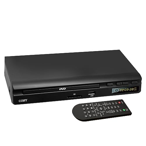 COBY DVD Player | 2.0 Channel Surround Sound| Full Function Remote | Compact DVD Player with USB and SD Card Inputs | Compatible with DVD/CD/VCD/SVCD/MP3/CD-RW | A/V Cables Included