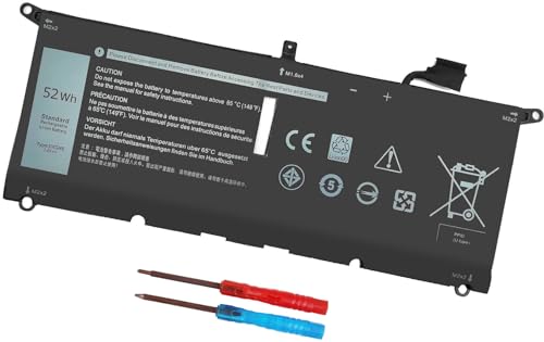 DXGH8 7.6V 52Wh Battery for Dell XPS 13 9370 9380 2019 Inspiron 13 7390 7391 2-in-1 5390 5391 7490 Latitude 3301 E3301 Vostro 5390 5391 Series 0H754V H754V G8VCF G8VCF6C HK6N5 P113G001 P82G P82G001