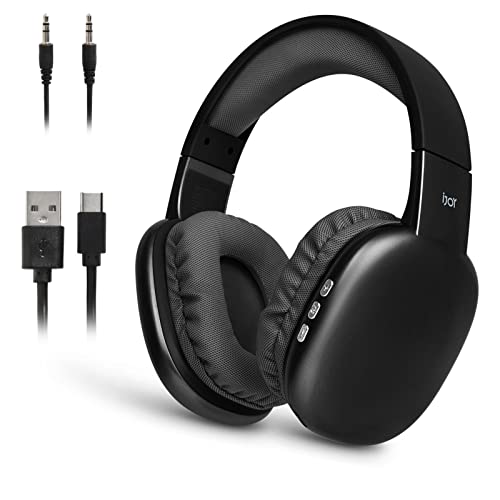iJoy Ultra Wireless Headphones with Microphone- Rechargeable Over Ear Wireless Bluetooth Headphones with 10Hr Playtime, SD Slot, Backup Wire- Soft Cushion Wireless Headset with Mic (Black)