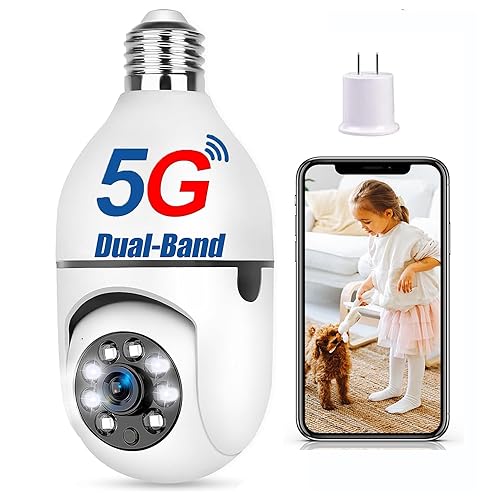 kaltagled Light Bulb Security Camera 3MP, WiFi 2.4G&5G Security Outdoor &Indoor Camera, Home 360°Surveillance Cam with Motion Detection Alarm Night Vision Light Socket Security Camera Two-Way Audio