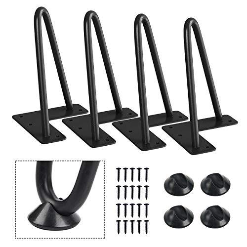 SMARTSTANDARD 6 Inch Heavy Duty Hairpin Furniture Legs, Metal Home DIY Projects for TV Stand, Sofa, Cabinet, etc with Rubber Floor Protectors Black 4PCS
