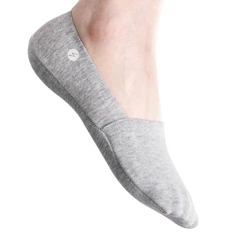 Premium No Show Socks Unisex [3 Pairs, Medium, Melange Grey] - Low Cut Liner Socks, Non Slip, Heel Grip, Everyday Socks for Flats, Boat Shoes, Long term comfort