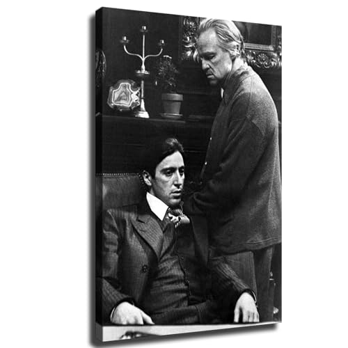 The Godfather Al Pacino Marlon Brando 1972 Photo Poster Canvas Wall Art Mural Picture Print Modern Family Bedroom Decor (Unframed,20×30inch)