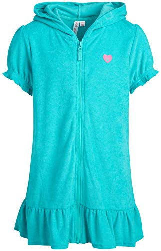Pink Platinum Girls' Swim Cover-Up – Kids Hooded Terry Beach Towel Robe – UPF 50+ Beach/Pool Bathrobe for Girls, Size 4T, Seafoam