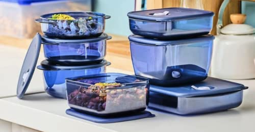 Tupperware Vent and Serve Microwaveable 7 Piece Set in Indigo Mist
