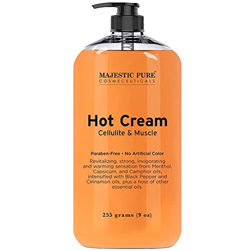 MAJESTIC PURE Hot Cream | Skin Tightening Cream for Body, Anti Cellulite Cream for Thighs and Butt | Moisturizing Sweat Cream for Women & Men | 9 Oz