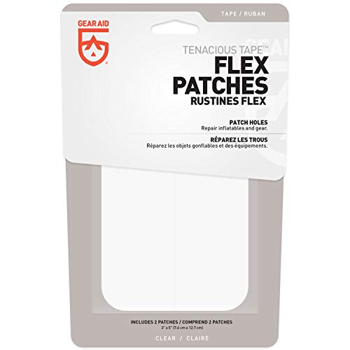 GEAR AID Tenacious Tape Flex Patches for Vinyl and Fabric Repair, Clear, Two 3' x 5' patches (10800)