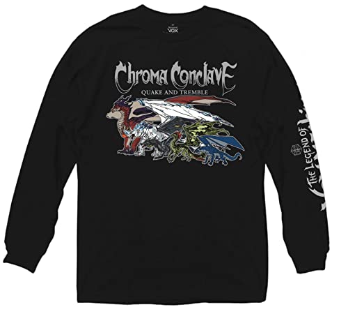 Ripple Junction The Legend of Vox Machina Adult Chroma Dragons Shimmer Long Sleeve T-Shirt Officially Licensed Medium Black