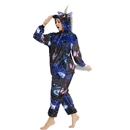 ANBOTA Unicorn Costume Onesie for Adult Women Men Halloween Pajama, Galaxy, L